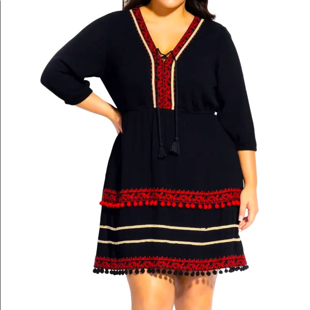Pompom Trim Dress